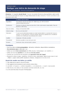 Aperçu de l'exercice 3 de correspondance : Rédiger une lettre de demande de stage