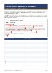Aperçu de l'exercice 4 de correspondance : Corriger un mail adressé à un enseignant
