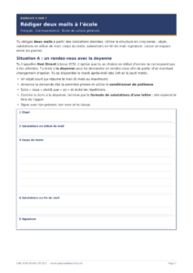 Aperçu de l'exercice 5 de correspondance : Rédiger deux mails à l'école