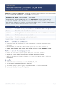 Aperçu de l'exercice 7 de correspondance : Dans la vraie vie : postuler à un job d'été